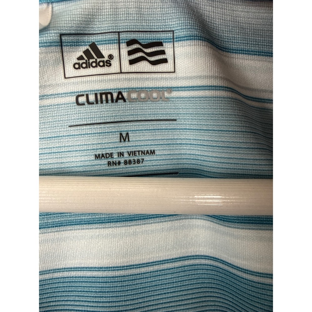 Adidas ClimaCool Mens Medium Blue Striped Golf Polo Conestoga Golf Club Shirt - Picture 6 of 13
